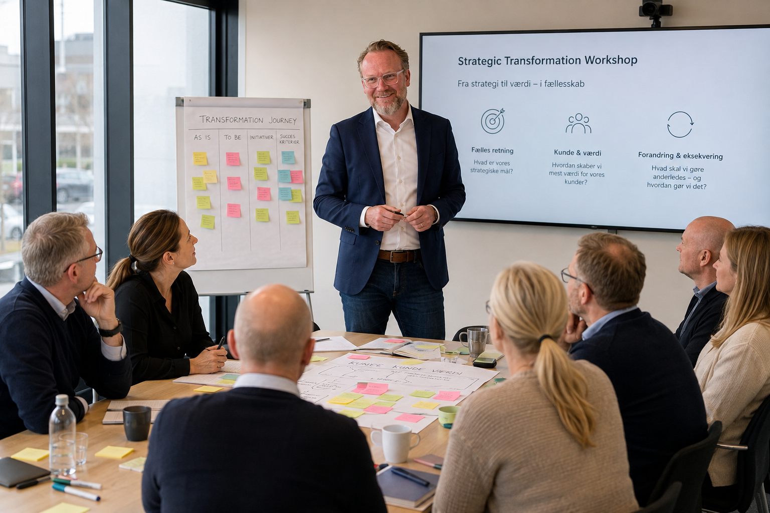 Lars Dinesen faciliterer strategiforankring med et lederteam